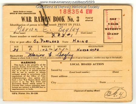 World War II ration book,1943