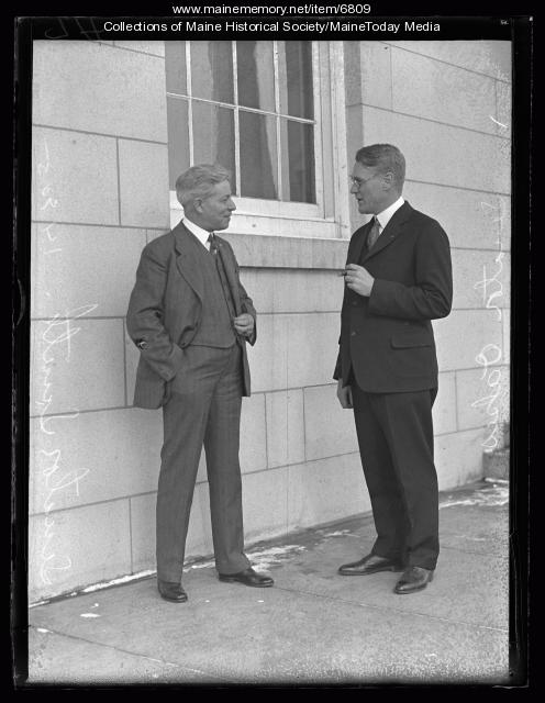 Raymond Oakes, right, and Clyde Smith in 1927. Smith was a state legislator who's wife was Margaret Chase Smith.