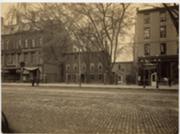 The MHS campus on Congress Street in Portland, as it appeared circa 1908.                   The Wadsworth-Longfellow House is in the center.